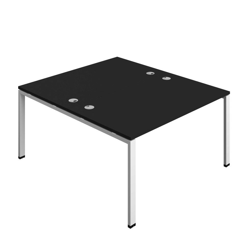 Synergy Bench With Cable Ports: 2 Person (Fsc) | Goal Post Leg | 1400 X 800 | Black/White