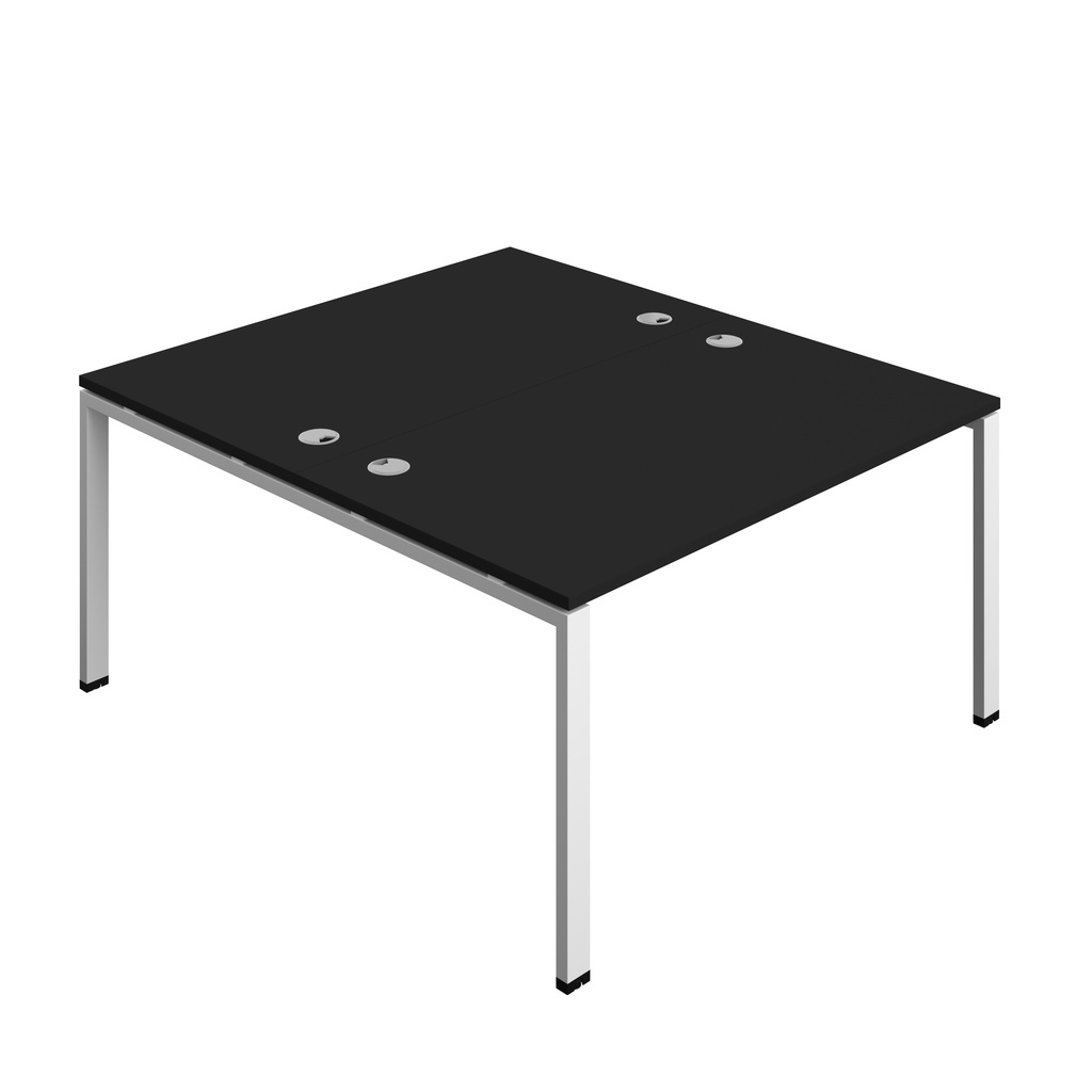 Synergy Bench With Cable Ports: 2 Person (Fsc) | Goal Post Leg | 1400 X 800 | Black/White