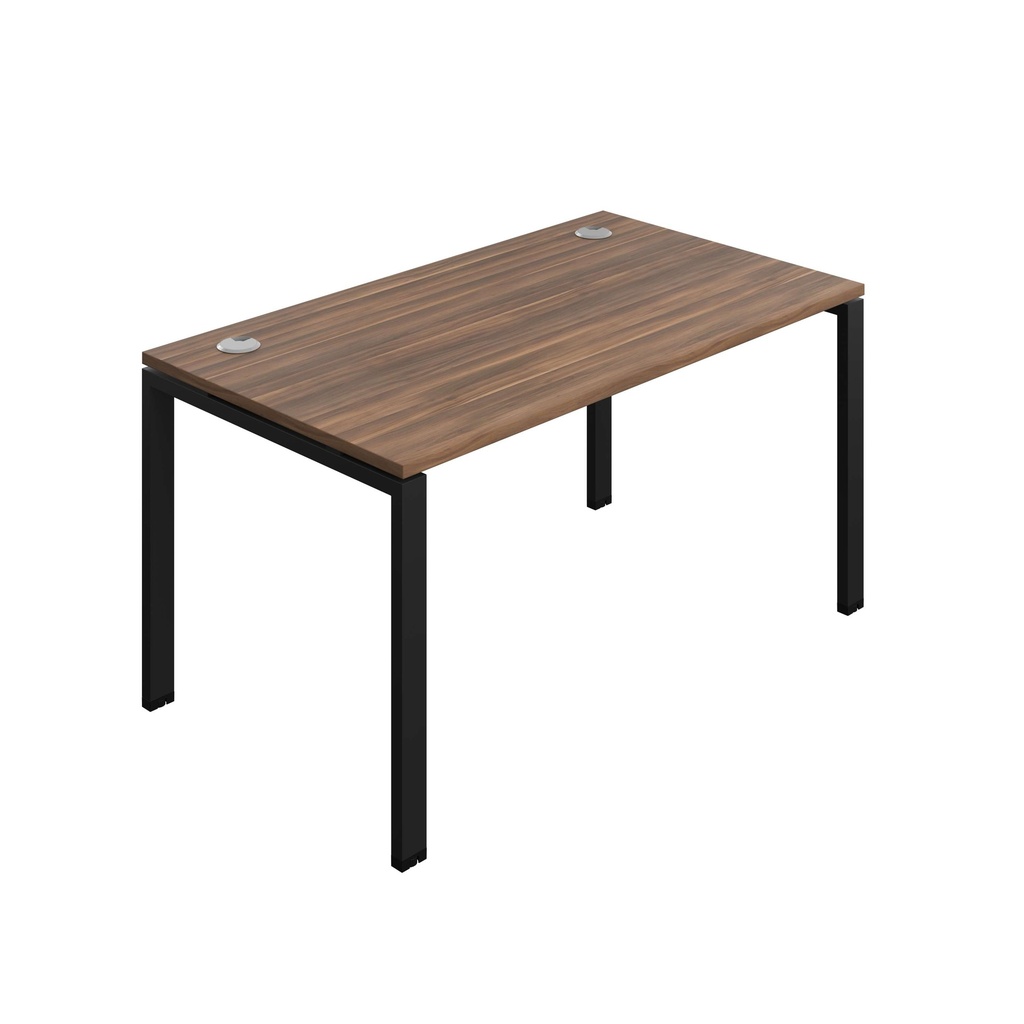 Synergy Bench With Cable Ports: 1 Person (Fsc) | Goal Post Leg | 1400 X 800 | Dark Walnut/Black