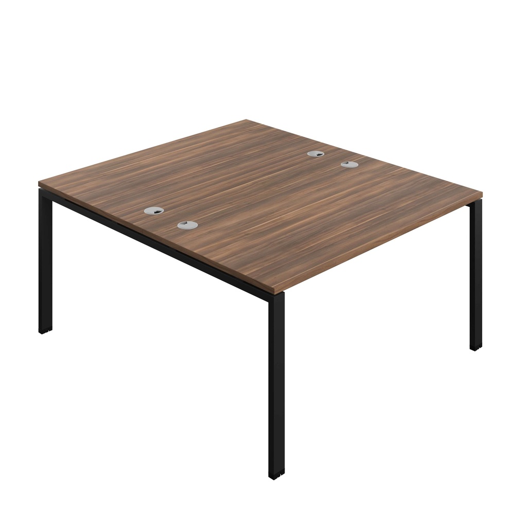 Synergy Bench With Cable Ports: 2 Person (Fsc) | Goal Post Leg | 1400 X 800 | Dark Walnut/Black