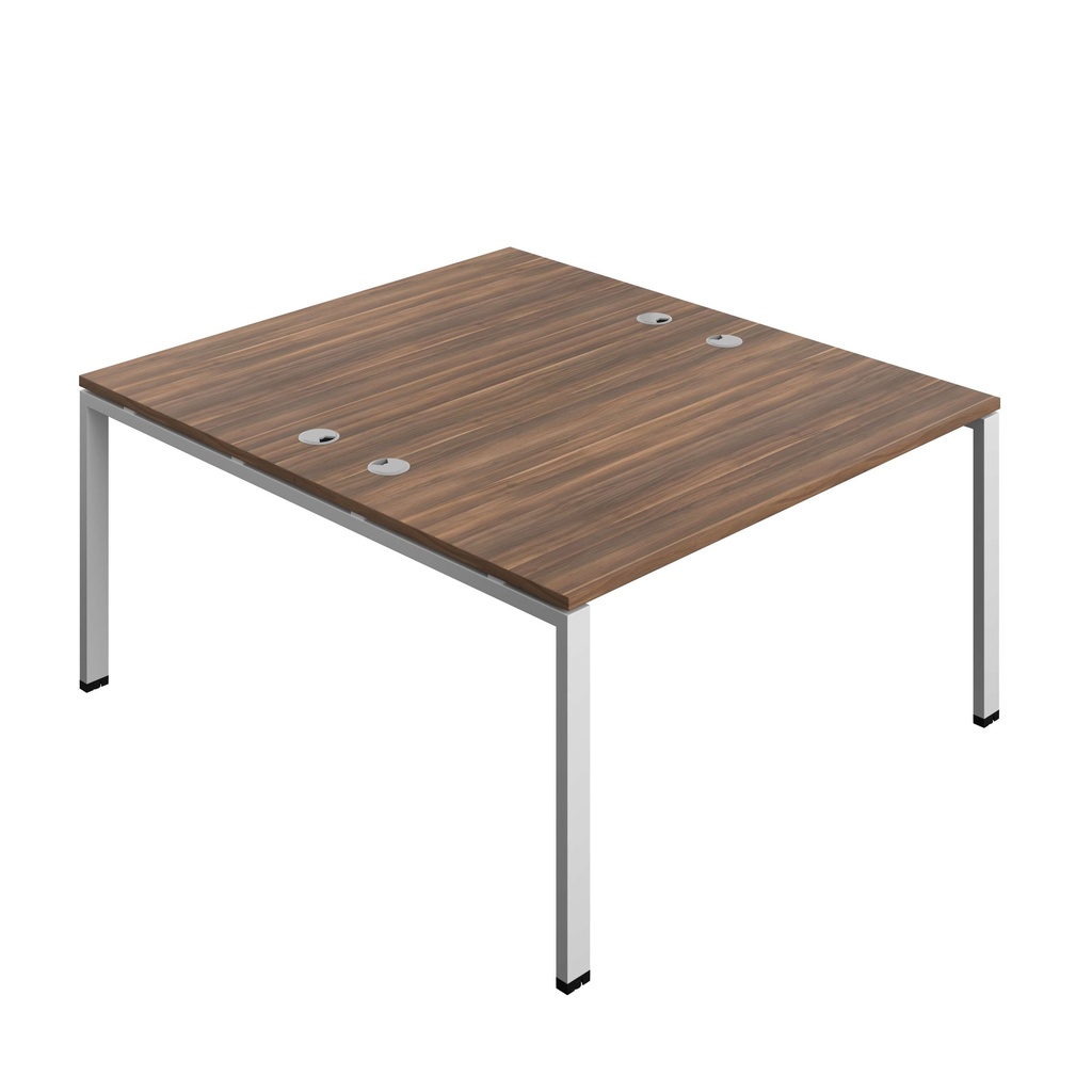Synergy Bench With Cable Ports: 2 Person (Fsc) | Goal Post Leg | 1400 X 800 | Dark Walnut/Silver