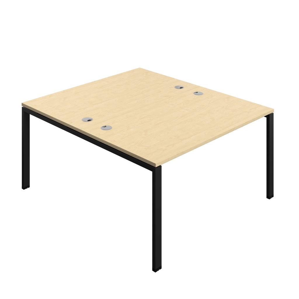 Synergy Bench With Cable Ports: 2 Person (Fsc) | Goal Post Leg | 1400 X 800 | Maple/Black