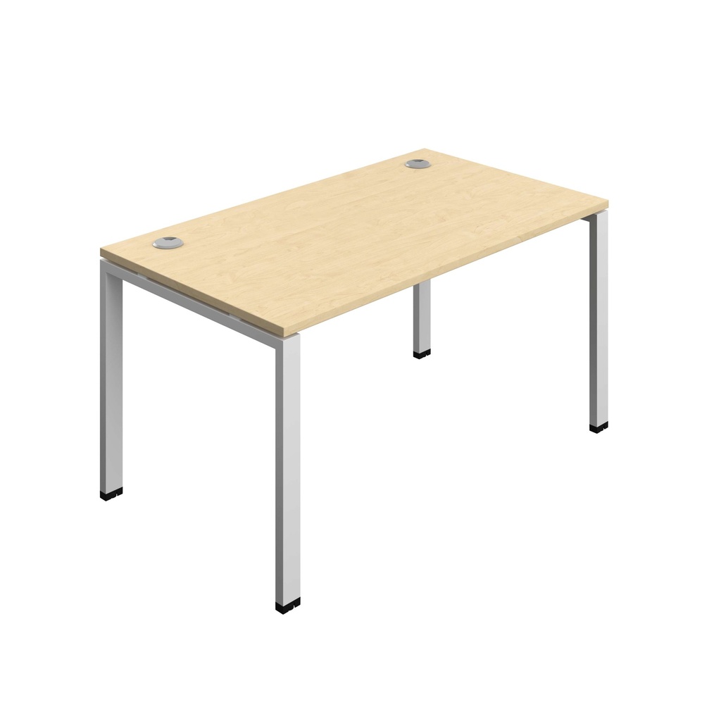 Synergy Bench With Cable Ports: 1 Person (Fsc) | Goal Post Leg | 1400 X 800 | Maple/Silver