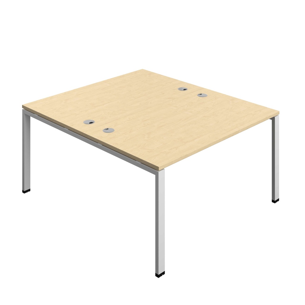 Synergy Bench With Cable Ports: 2 Person (Fsc) | Goal Post Leg | 1400 X 800 | Maple/Silver