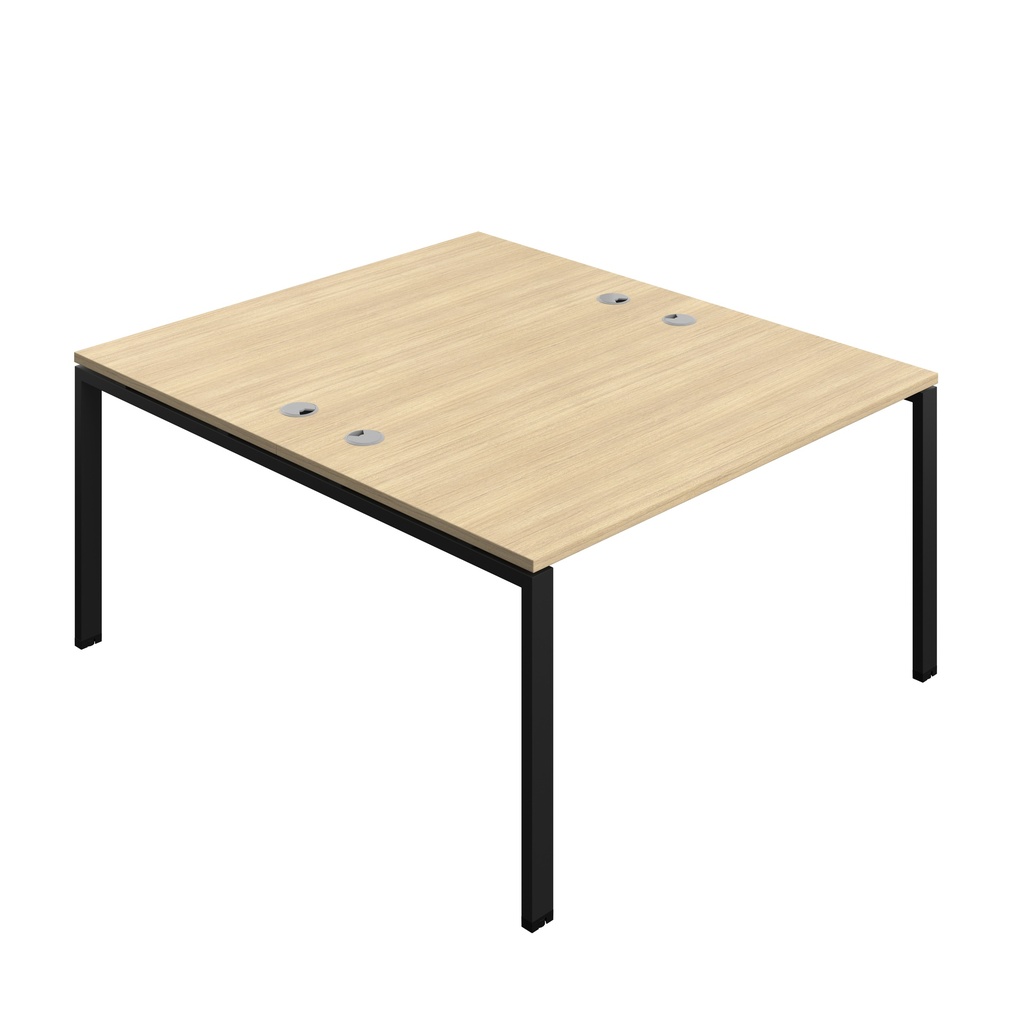 Synergy Bench With Cable Ports: 2 Person (Fsc) | Goal Post Leg | 1400 X 800 | Nova Oak/Black