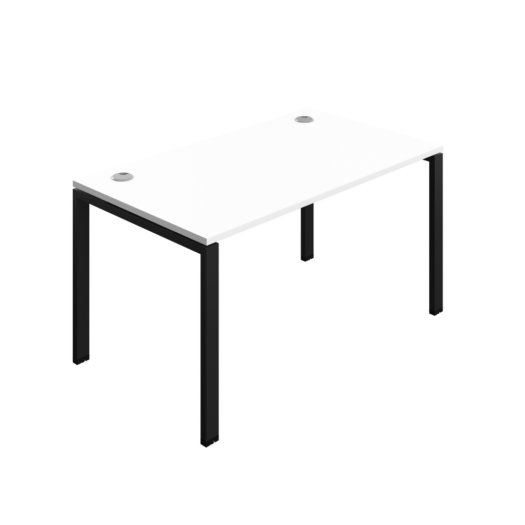 Synergy|1P Bench Desk|Cable Ports|Goal Post|1400X800|White-Black