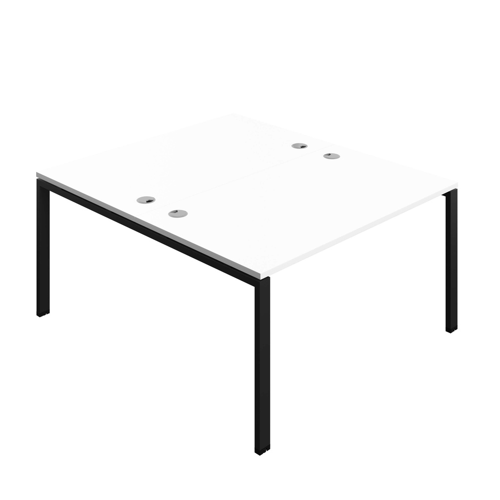 Synergy Bench With Cable Ports: 2 Person (Fsc) | Goal Post Leg | 1400 X 800 | White/Black