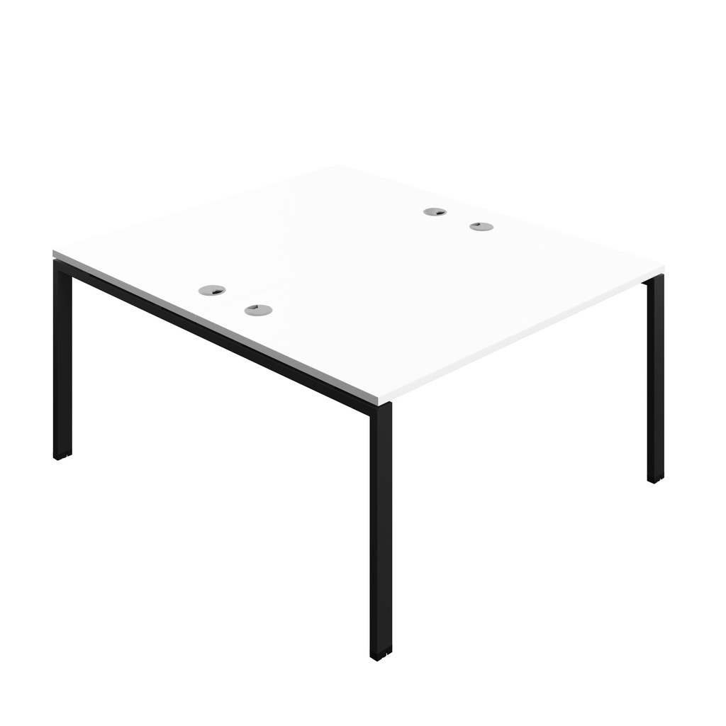Synergy|2P Bench Desk|Cable Ports|Goal Post|1400X800|White-Black