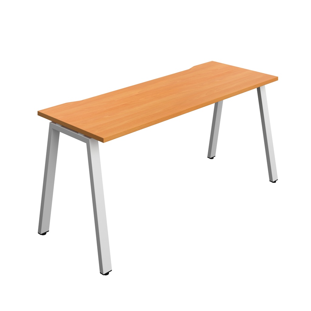 Synergy|1P Bench Desk|Cut Out|A-Frame|1600X600|Beech-Silver