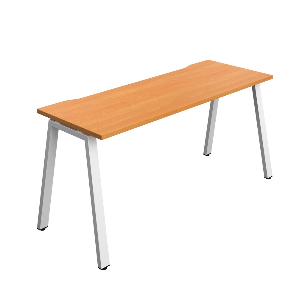 Synergy|1P Bench Desk|Cut Out|A-Frame|1600X600|Beech-White