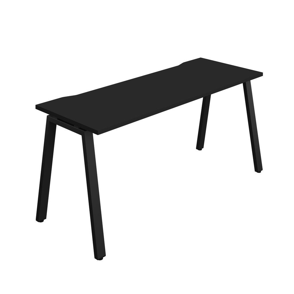 Synergy|1P Bench Desk|Cut Out|A-Frame|1600X600|Black-Black