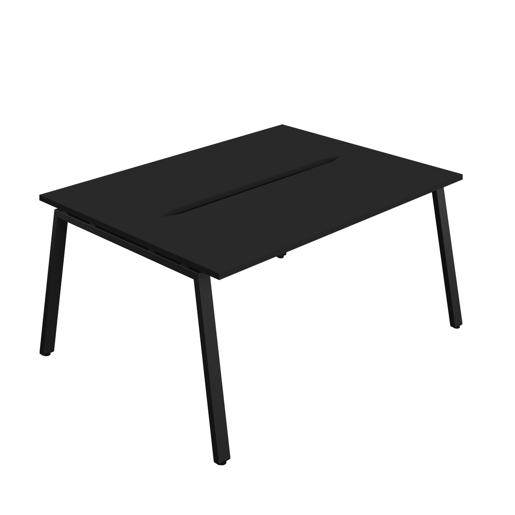 Synergy|2P Bench Desk|Cut Out|A-Frame|1600X800|Black-Black