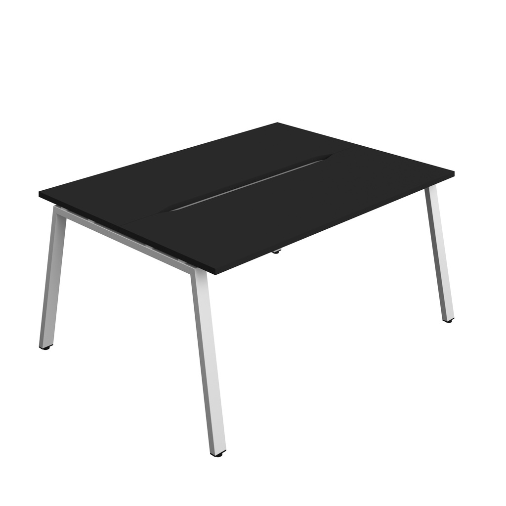 Synergy|2P Bench Desk|Cut Out|A-Frame|1600X800|Black-Silver