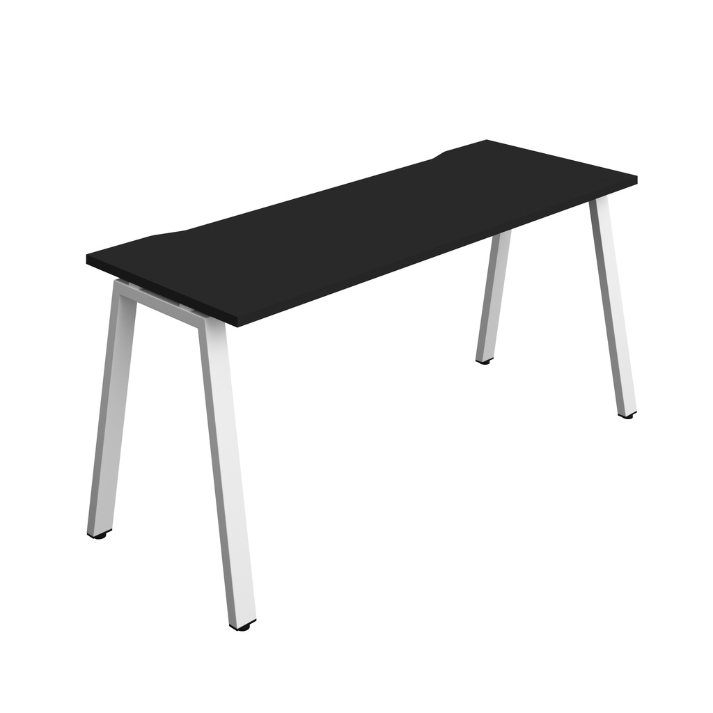 Synergy|1P Bench Desk|Cut Out|A-Frame|1600X600|Black-White