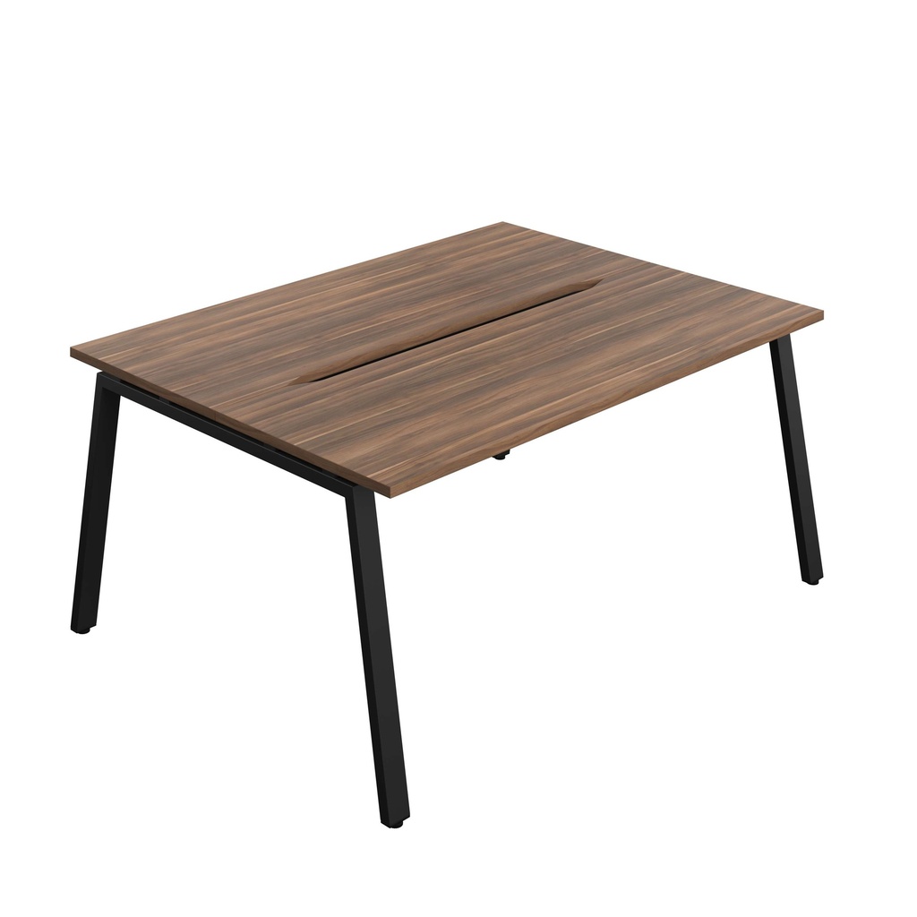 Synergy Bench With Cut Out: 2 Person (Fsc) | A-Frame Leg | 1600 X 600 | Dark Walnut/Black