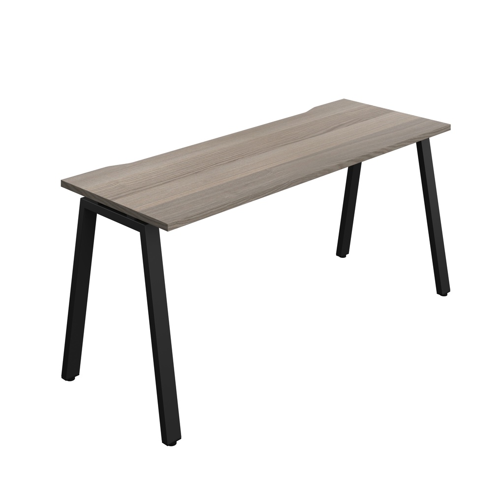 Synergy Bench With Cut Out: 1 Person (Fsc) | A-Frame Leg | 1600 X 600 | Grey Oak/Black