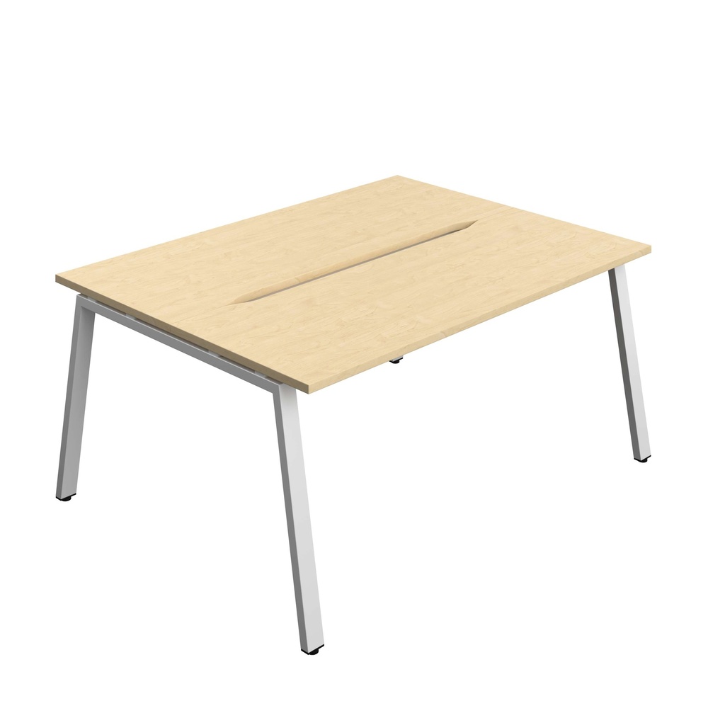 Synergy Bench With Cut Out: 2 Person (Fsc) | A-Frame Leg | 1600 X 600 | Maple/Silver