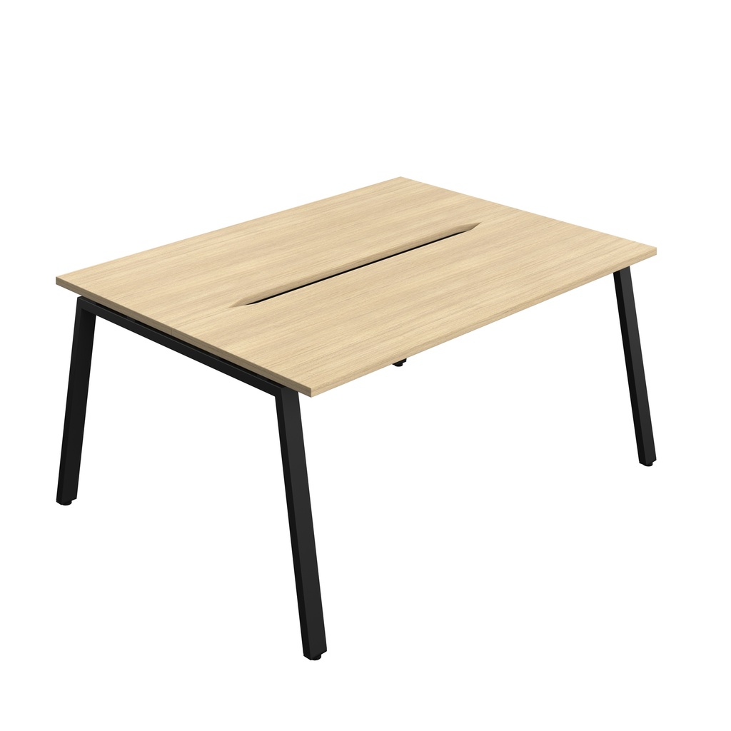 Synergy|2P Bench Desk|Cut Out|A-Frame|1600X600|Nova Oak-Black