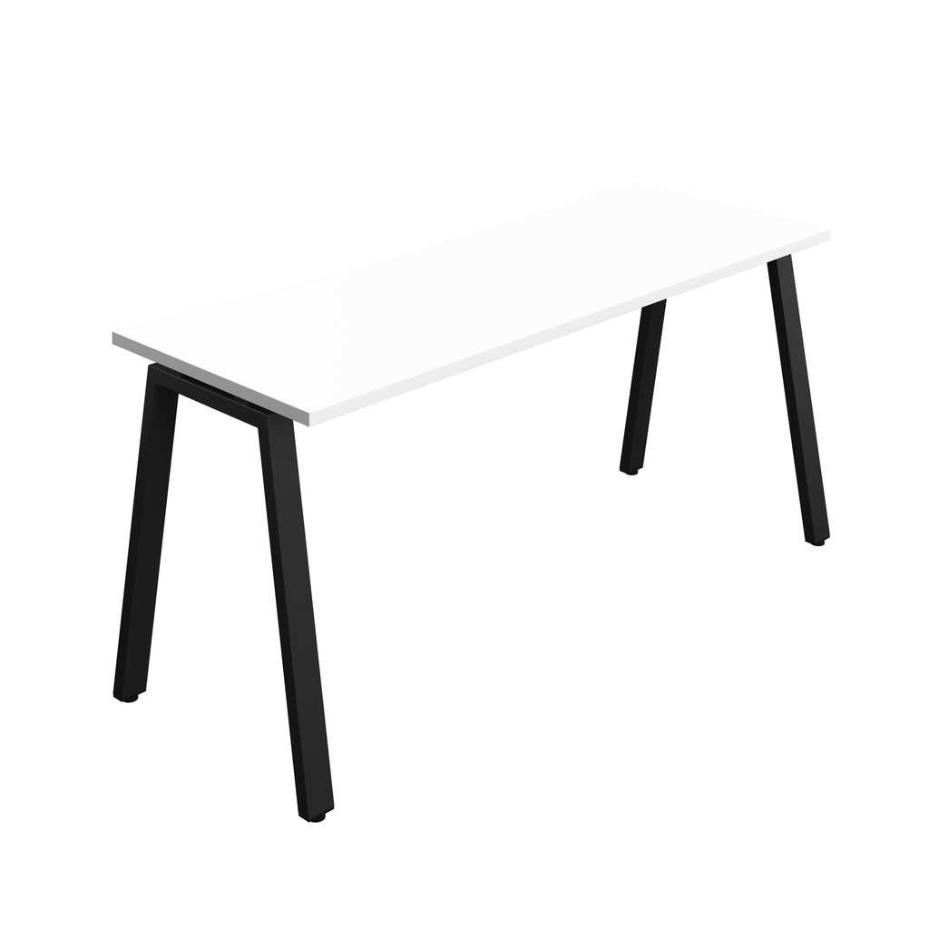 Synergy Bench With Cut Out: 1 Person (Fsc) | A-Frame Leg | 1600 X 600 | White/Black