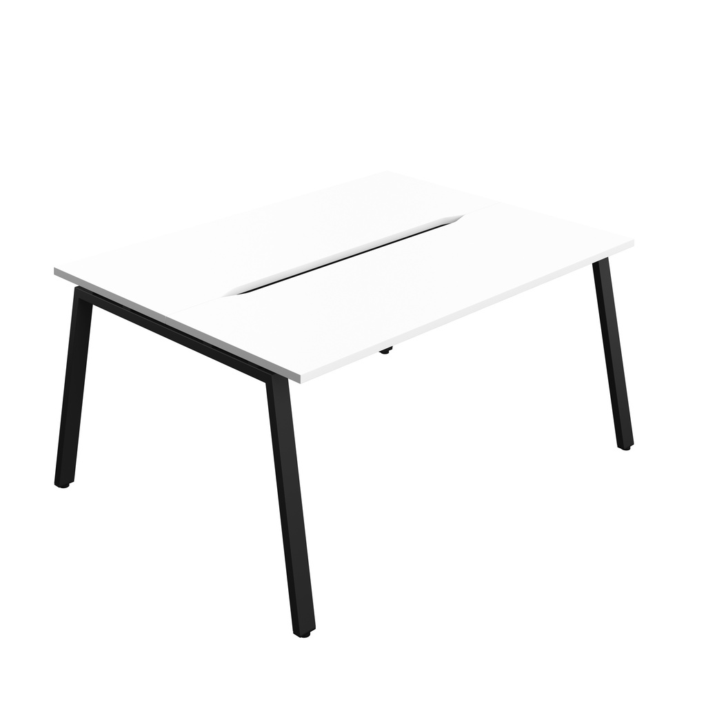 Synergy|2P Bench Desk|Cut Out|A-Frame|1600X600|White-Black