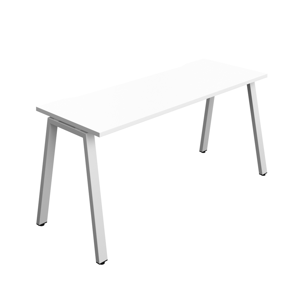 Synergy|1P Bench Desk|Cut Out|A-Frame|1600X600|White-Silver