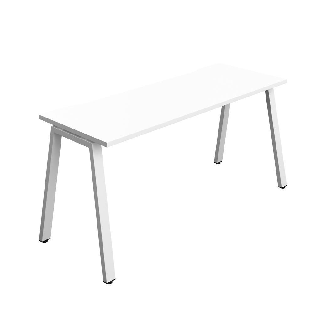 Synergy|1P Bench Desk|Cut Out|A-Frame|1600X600|White-White