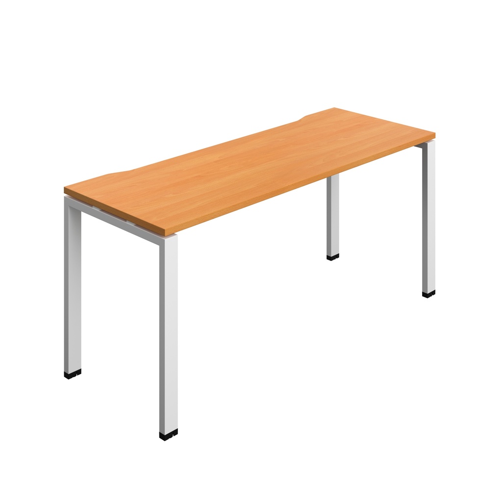 Synergy|1P Bench Desk|Cut Out|Goal Post|1600X600|Beech-White