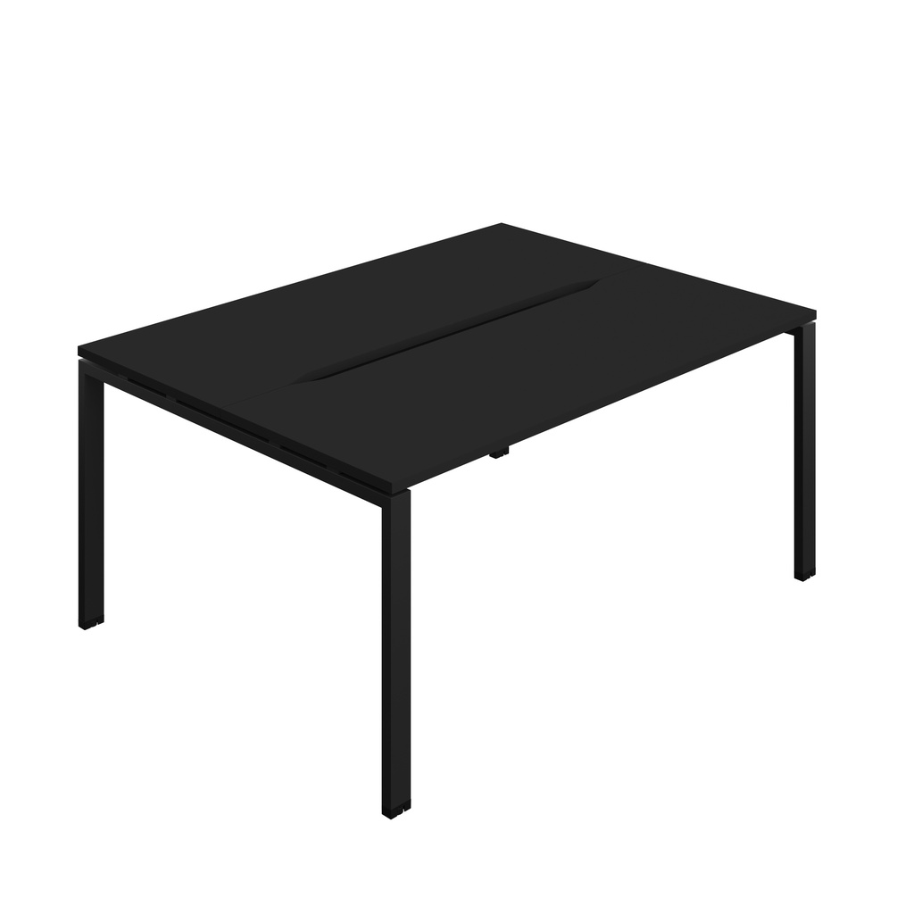 Synergy|2 Bench Desk|Cut Out|Goal Post|1600X600|Black-Black