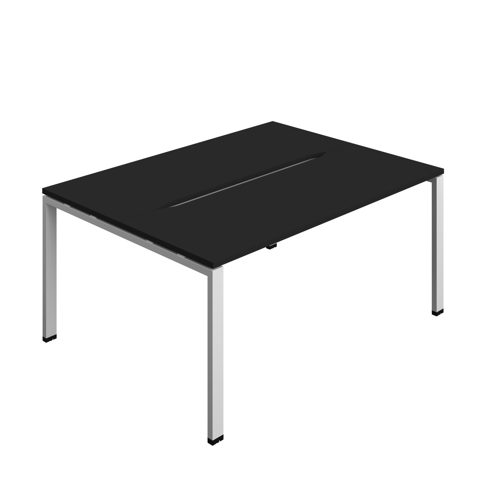Synergy Bench With Cut Out: 2 Person (Fsc) | Goal Post Leg | 1600 X 600 | Black/Silver