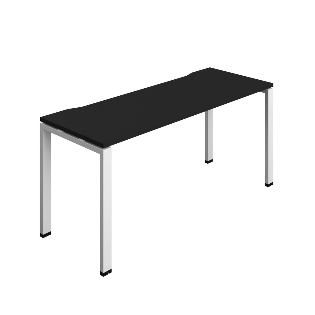 Synergy Bench With Cut Out: 1 Person (Fsc) | Goal Post Leg | 1600 X 600 | Black/White