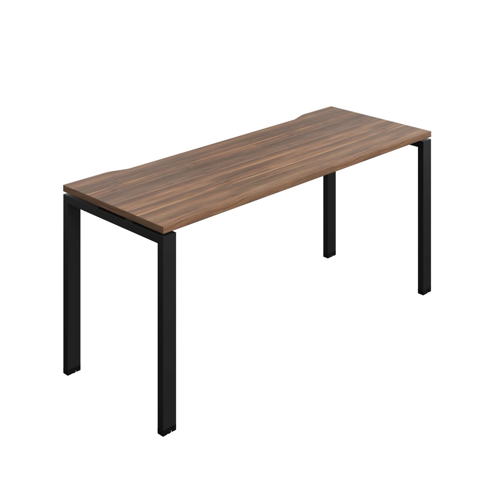 Synergy Bench With Cut Out: 1 Person (Fsc) | Goal Post Leg | 1600 X 600 | Dark Walnut/Black