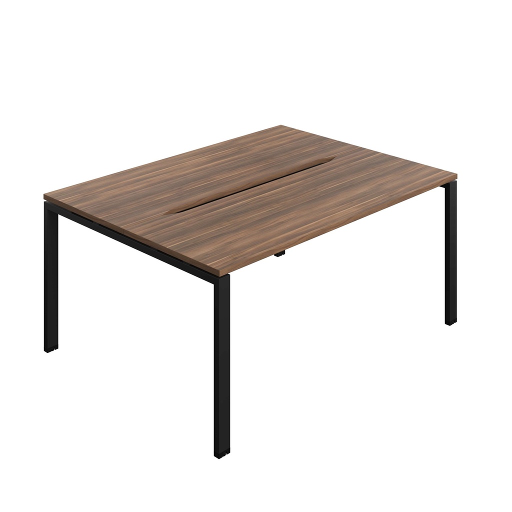 Synergy Bench With Cut Out: 2 Person (Fsc) | Goal Post Leg | 1600 X 600 | Dark Walnut/Black