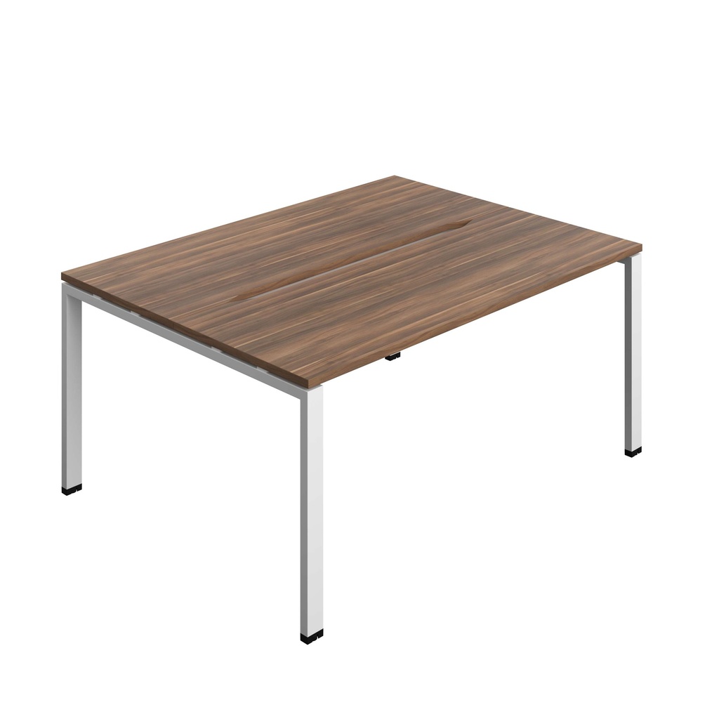 Synergy Bench With Cut Out: 2 Person (Fsc) | Goal Post Leg | 1600 X 600 | Dark Walnut/White