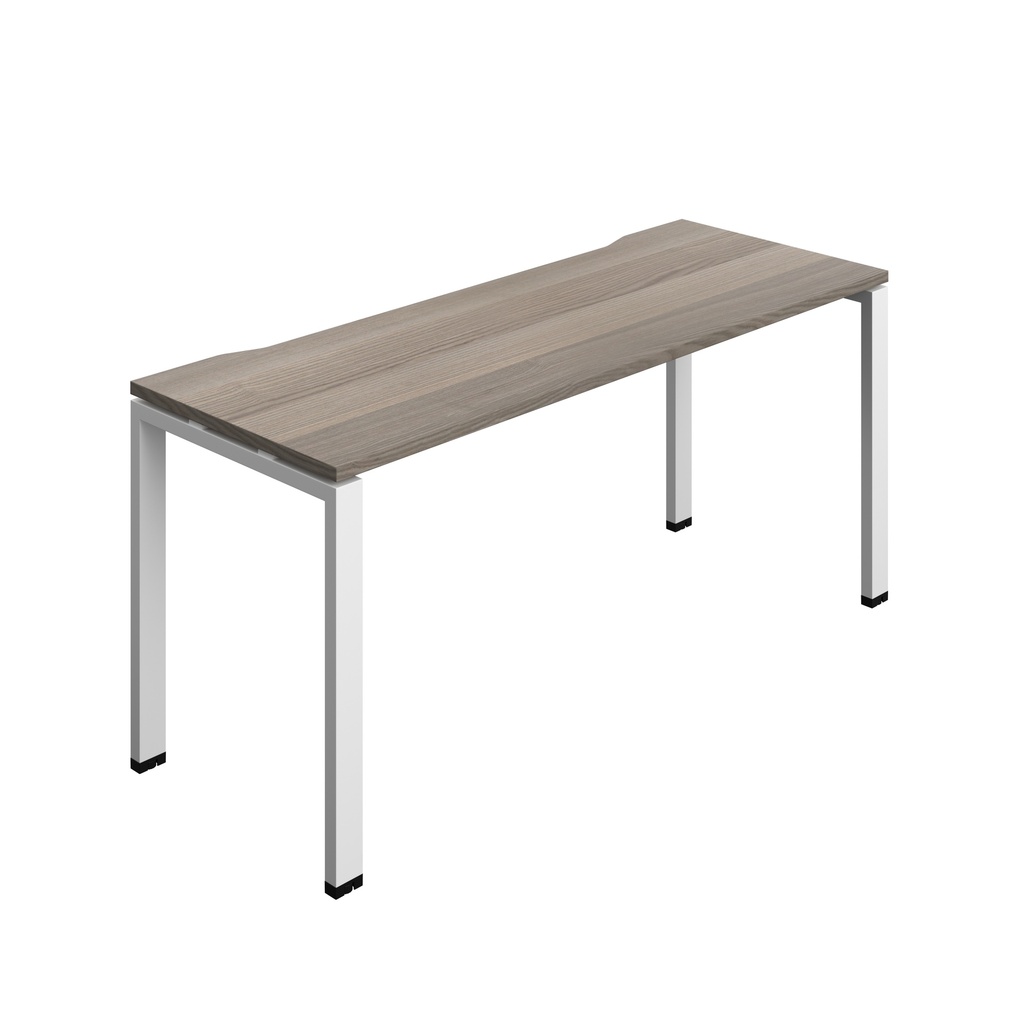 Synergy Bench With Cut Out: 1 Person (Fsc) | Goal Post Leg | 1600 X 600 | Grey Oak/White