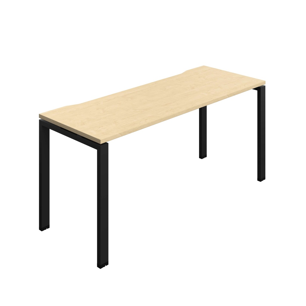 Synergy Bench With Cut Out: 1 Person (Fsc) | Goal Post Leg | 1600 X 600 | Maple/Black