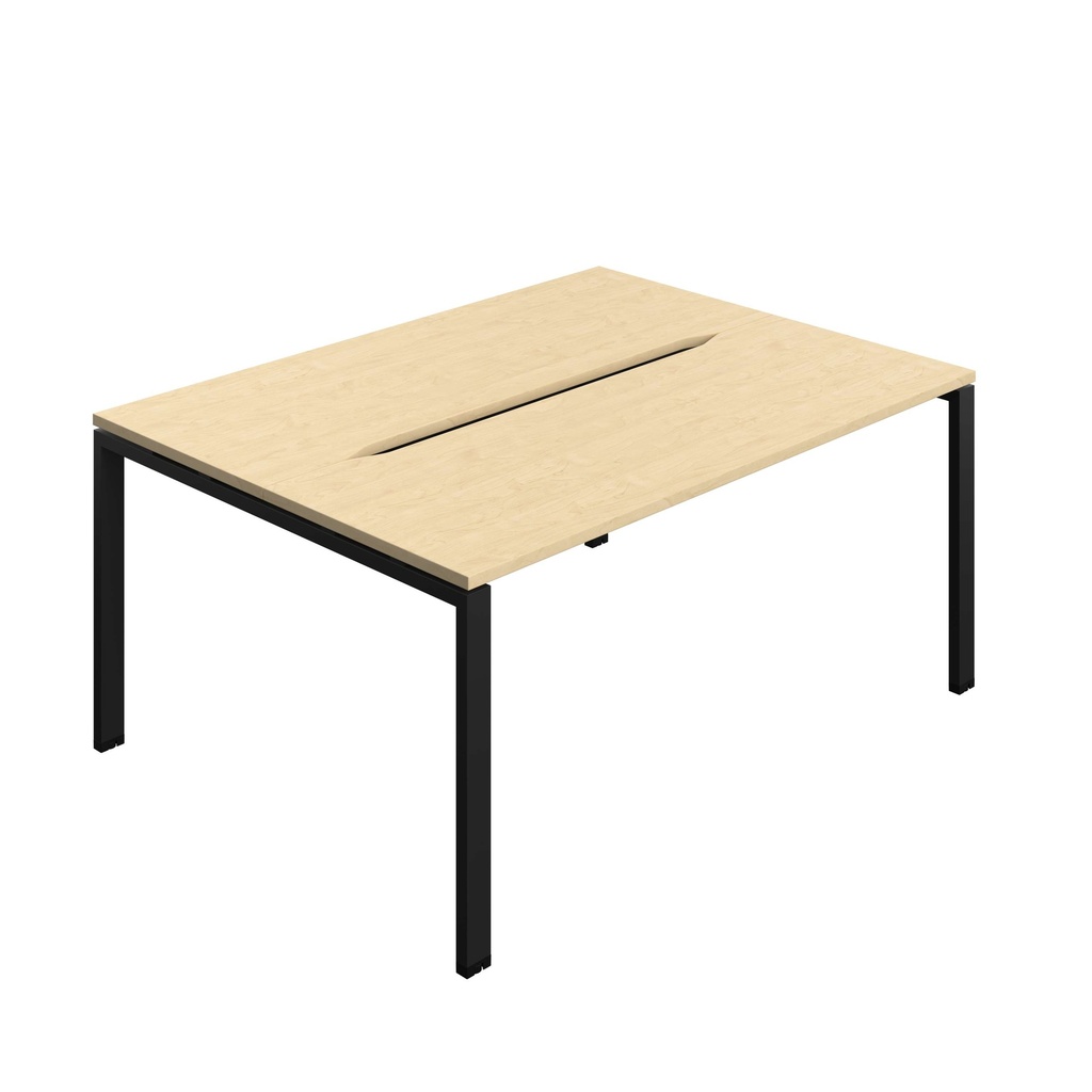 Synergy Bench With Cut Out: 2 Person (Fsc) | Goal Post Leg | 1600 X 600 | Maple/Black