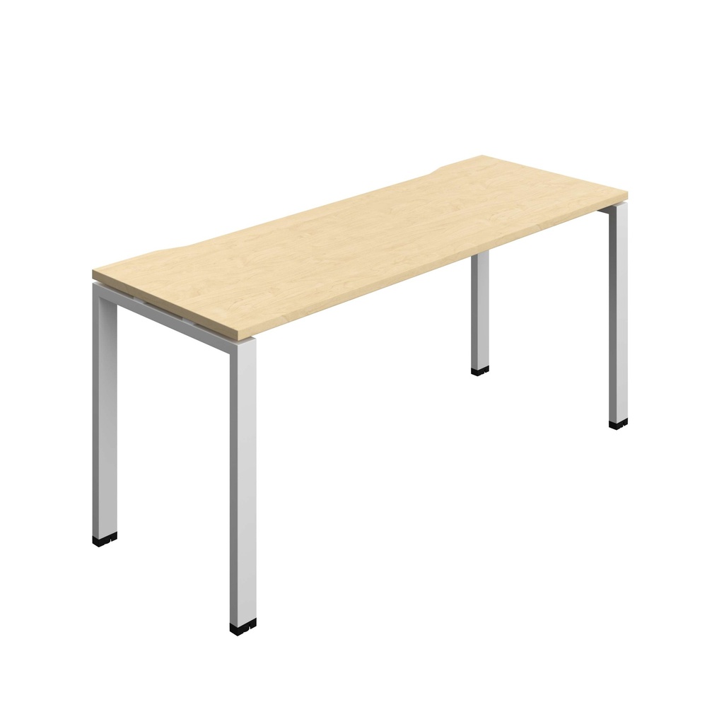 Synergy Bench With Cut Out: 1 Person (Fsc) | Goal Post Leg | 1600 X 600 | Maple/Silver