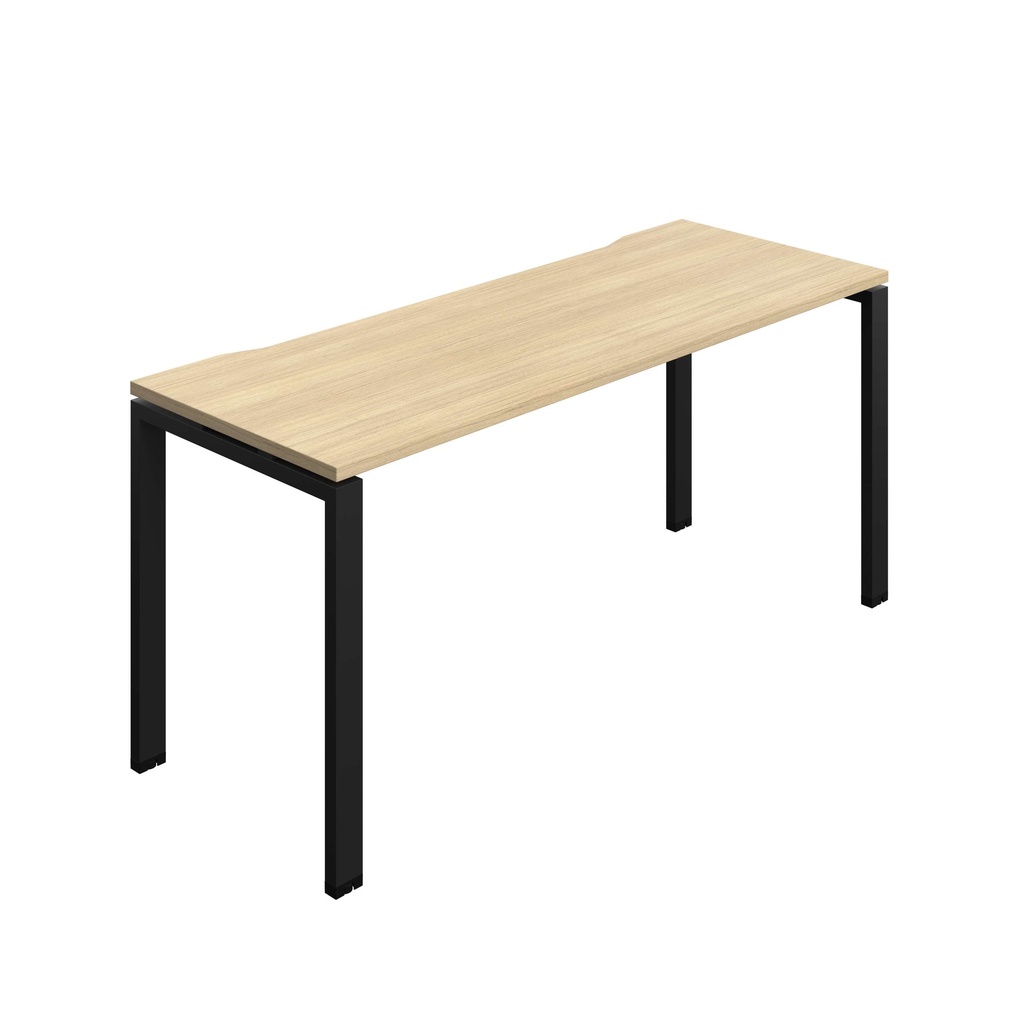 Synergy Bench With Cut Out: 1 Person (Fsc) | Goal Post Leg | 1600 X 600 | Nova Oak/Black