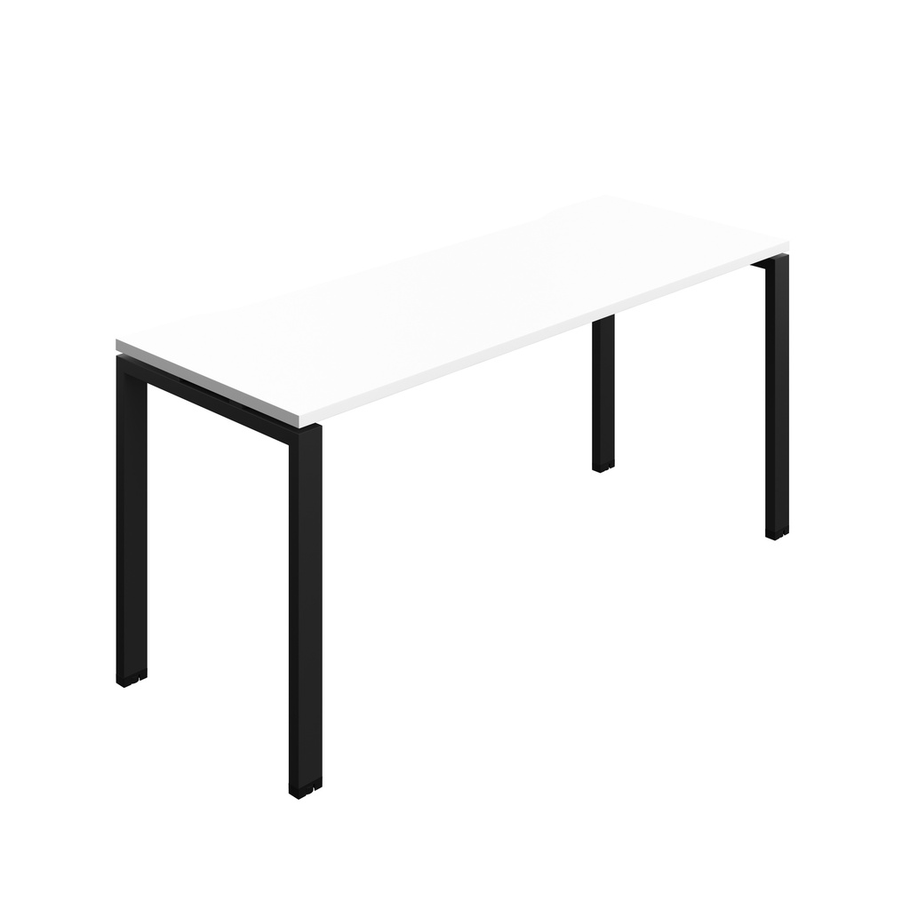 Synergy Bench With Cut Out: 1 Person (Fsc) | Goal Post Leg | 1600 X 600 | White/Black