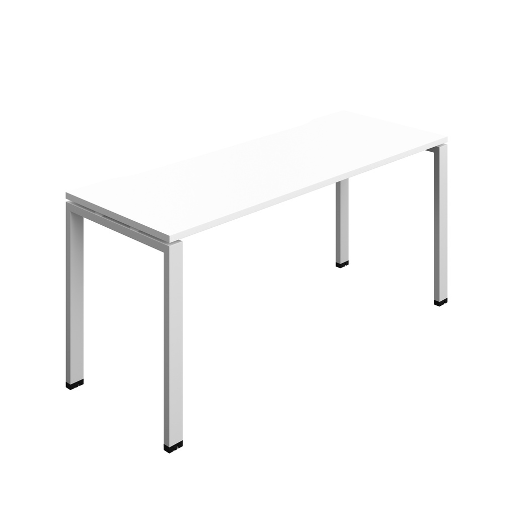 Synergy|1P Bench Desk|Cut Out|Goal Post|1600X600|White-Silver