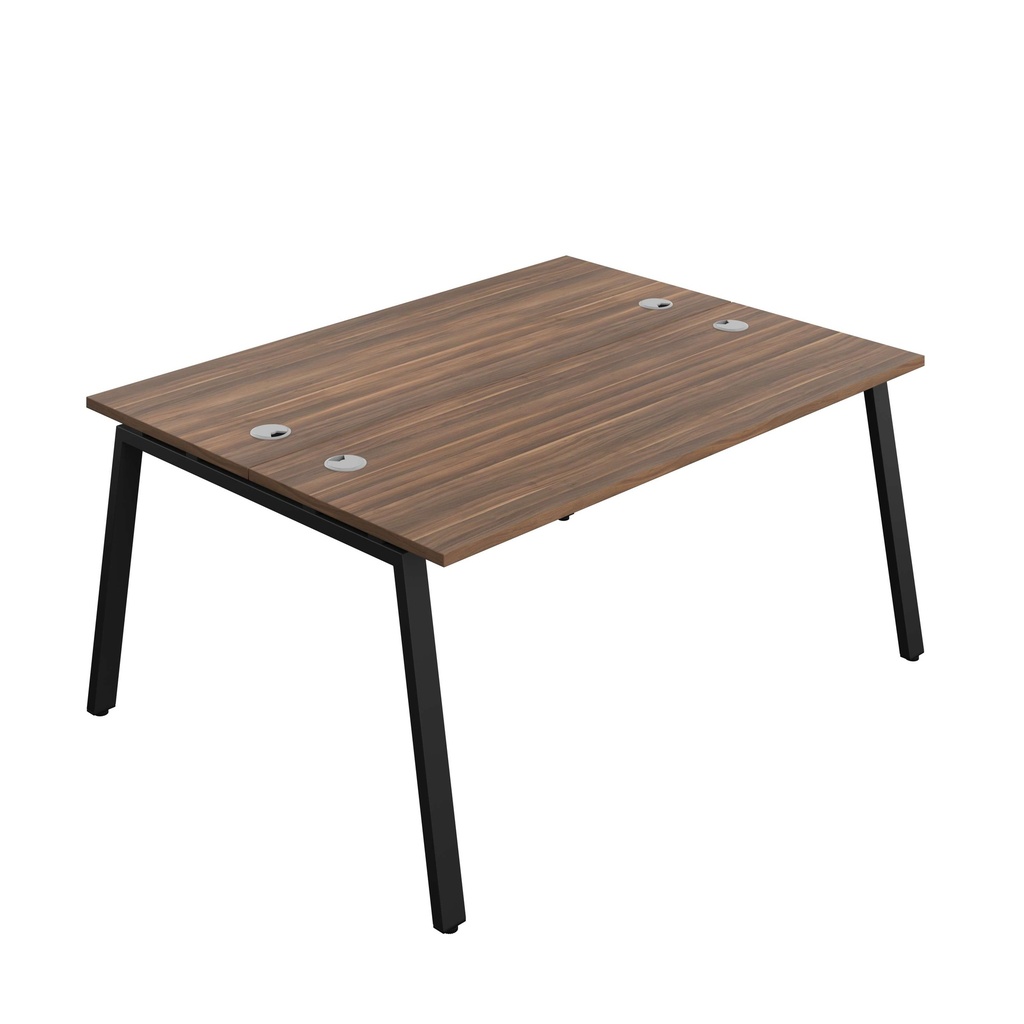 Synergy Bench With Cable Ports: 2 Person (Fsc) | A-Frame Leg | 1600 X 600 | Dark Walnut/Black