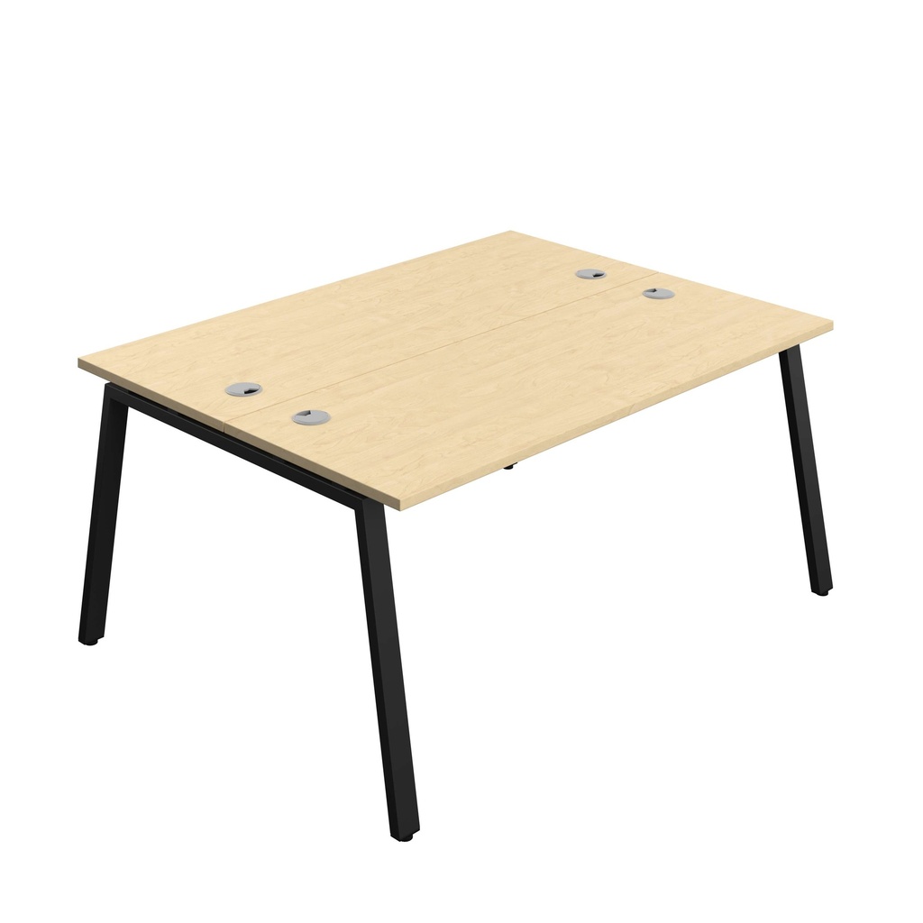Synergy Bench With Cable Ports: 2 Person (Fsc) | A-Frame Leg | 1600 X 600 | Maple/Black