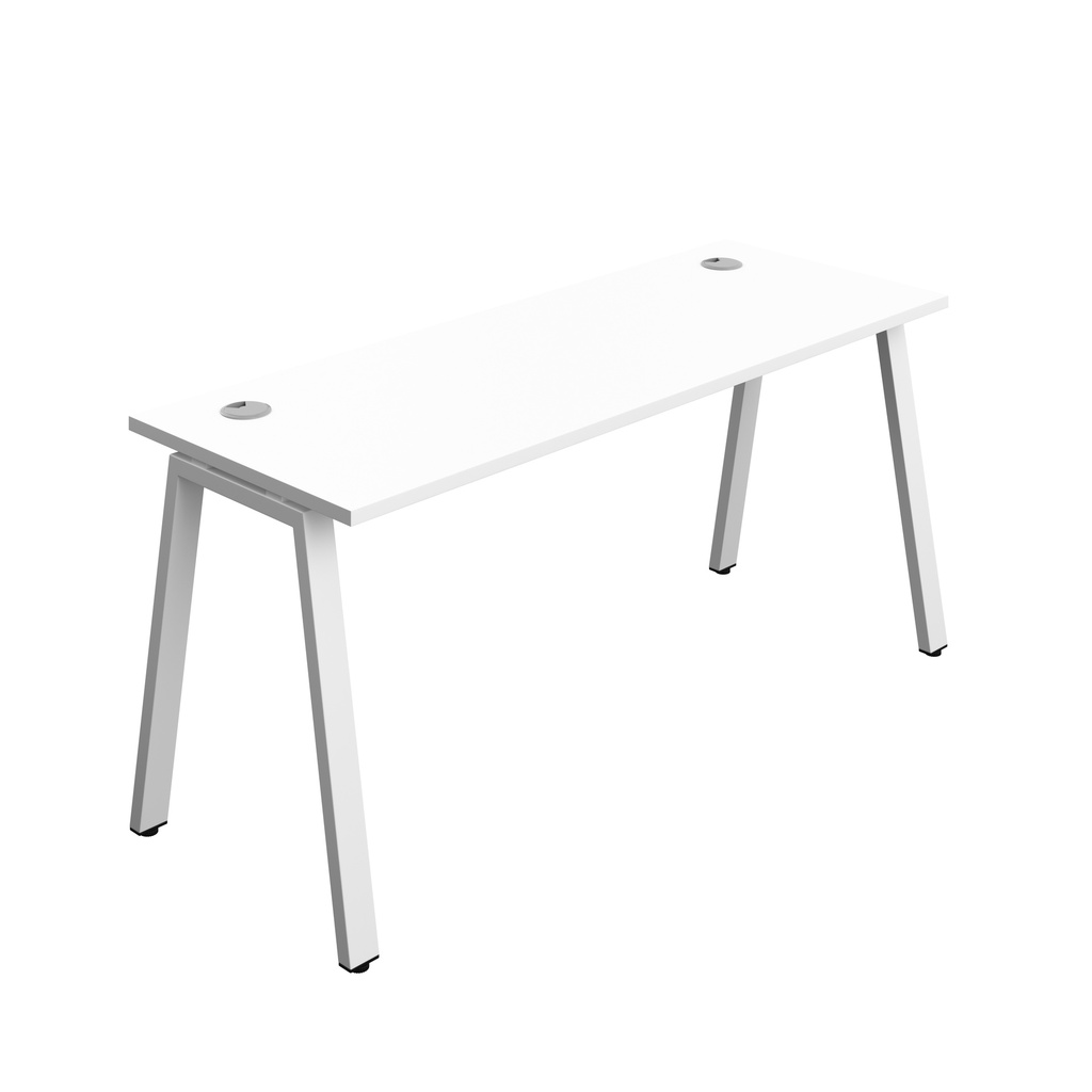 Synergy|1P Bench Desk|Cable Ports|A-Frame|1600X600|White-White