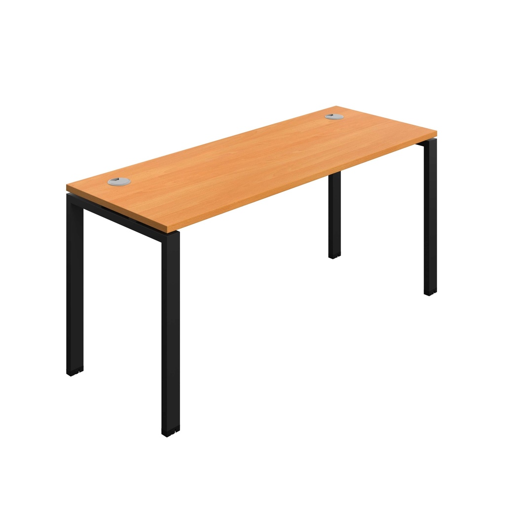 Synergy Bench With Cable Ports: 1 Person (Fsc) | Goal Post Leg | 1600 X 600 | Beech/Black