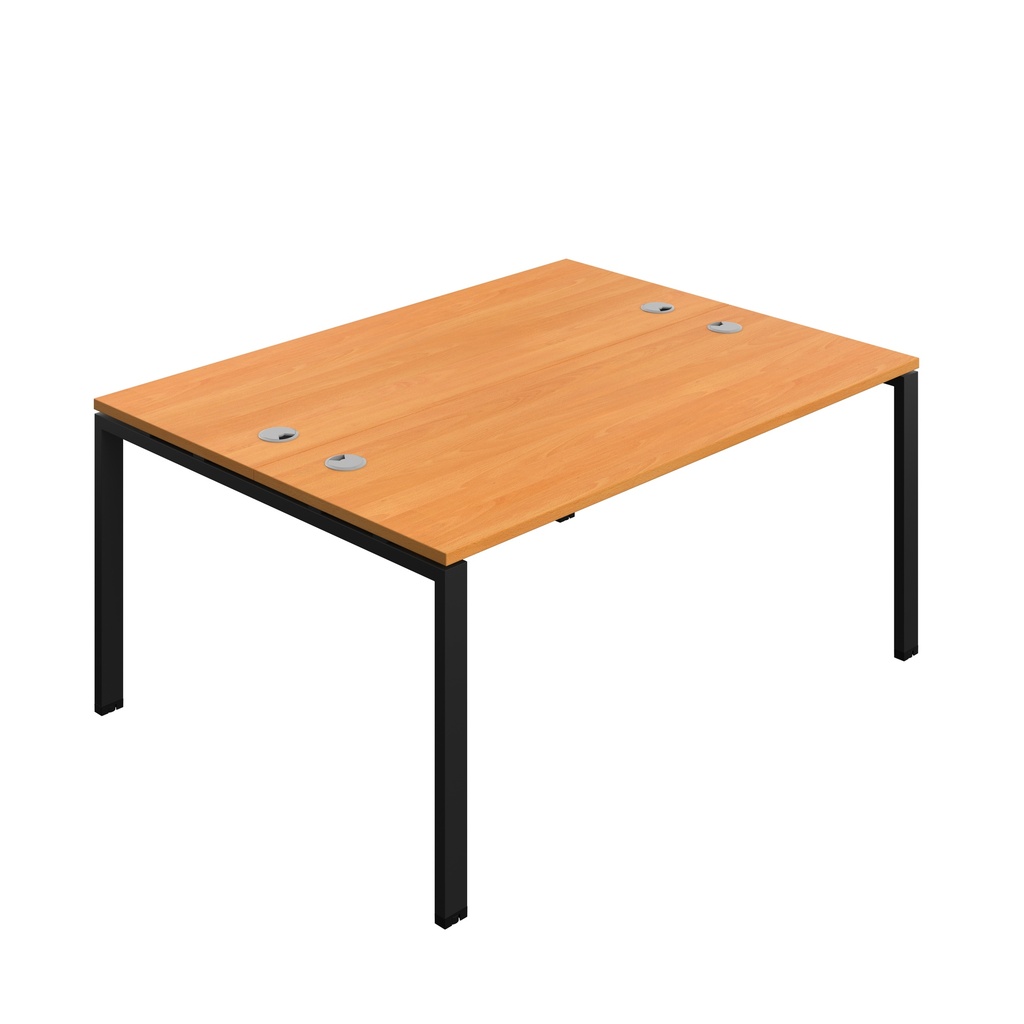 Synergy|2P Bench Desk|Cable Ports|Goal Post|1600X600|Beech-Black