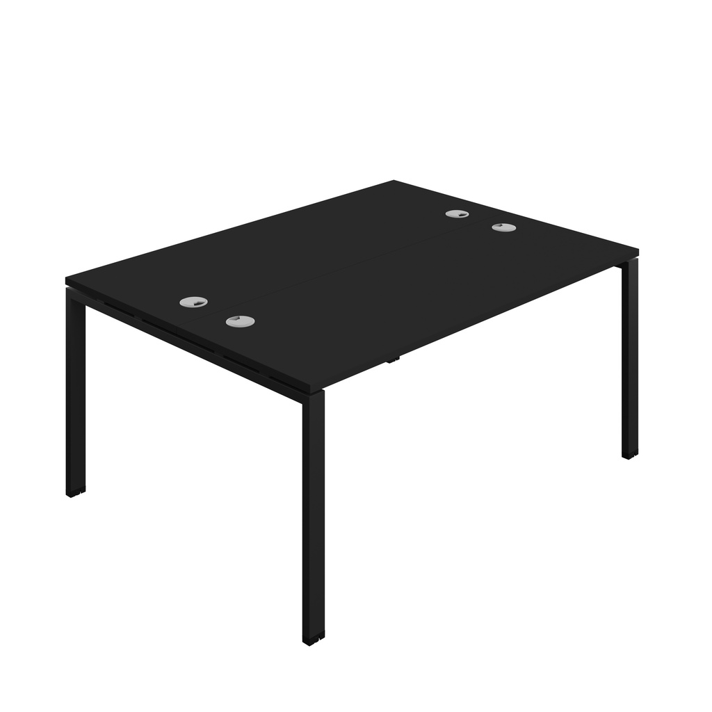 Synergy|2P Bench Desk|Cable Ports|Goal Post|1600X600|Black-Black