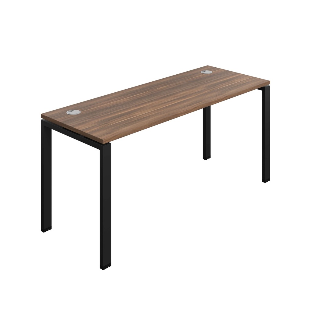 Synergy Bench With Cable Ports: 1 Person (Fsc) | Goal Post Leg | 1600 X 600 | Dark Walnut/Black