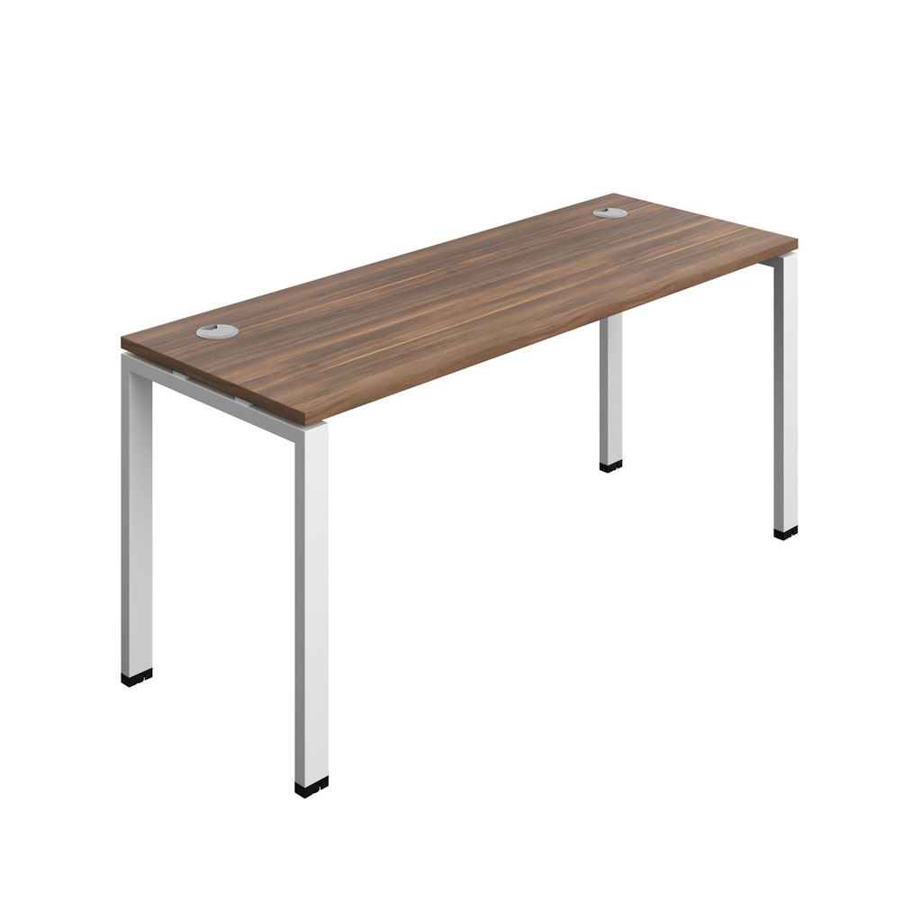Synergy Bench With Cable Ports: 1 Person (Fsc) | Goal Post Leg | 1600 X 600 | Dark Walnut/White