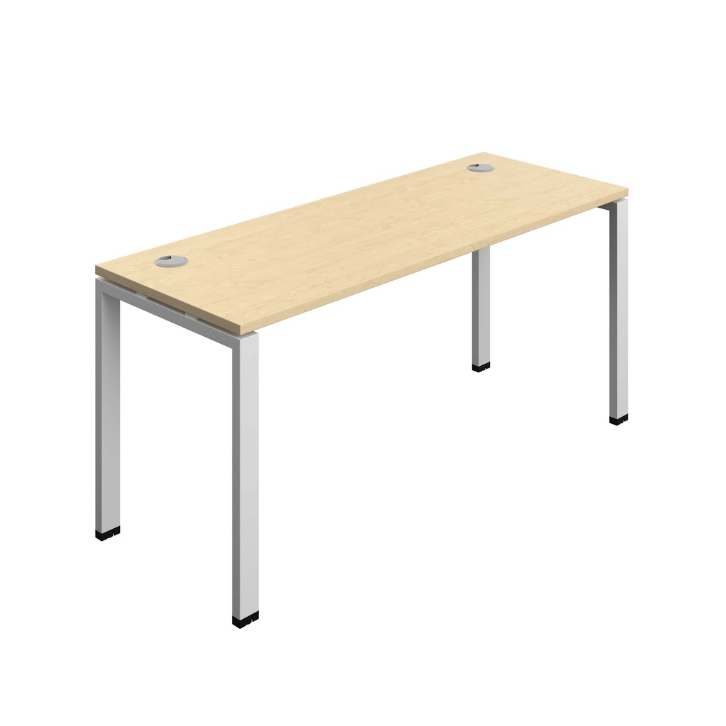 Synergy Bench With Cable Ports: 1 Person (Fsc) | Goal Post Leg | 1600 X 600 | Maple/Silver