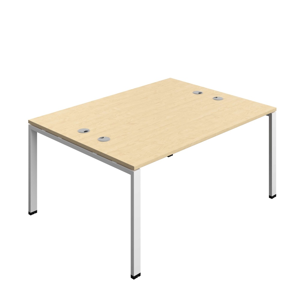 Synergy Bench With Cable Ports: 2 Person (Fsc) | Goal Post Leg | 1600 X 600 | Maple/White